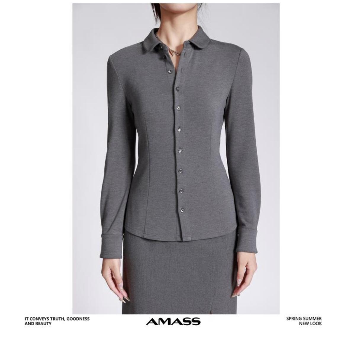 AMASS/阿玛施时尚气质设计师款休闲显瘦polo领衬衫5300528