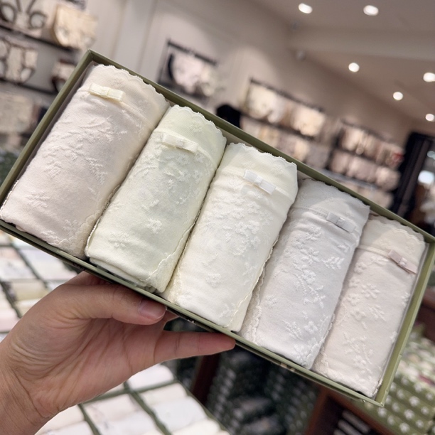 【5条装】301 高腰提花浮雕桑蚕丝抑菌柔软舒适女士内裤