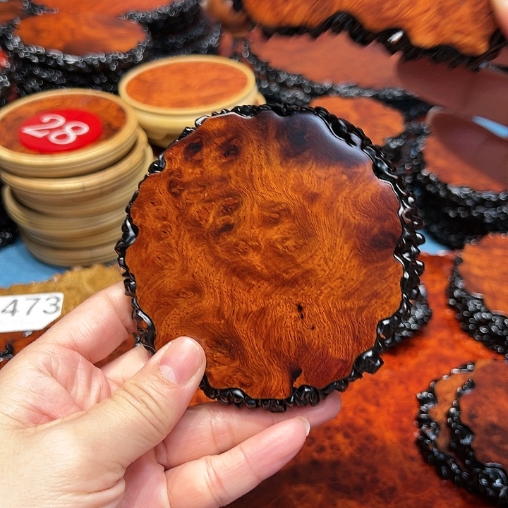 木缅花榴疤杯垫圆形➕腰子型