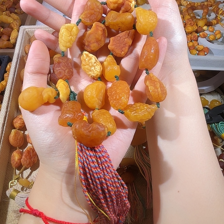 琥珀未镶嵌手链蜜蜡海漂手持