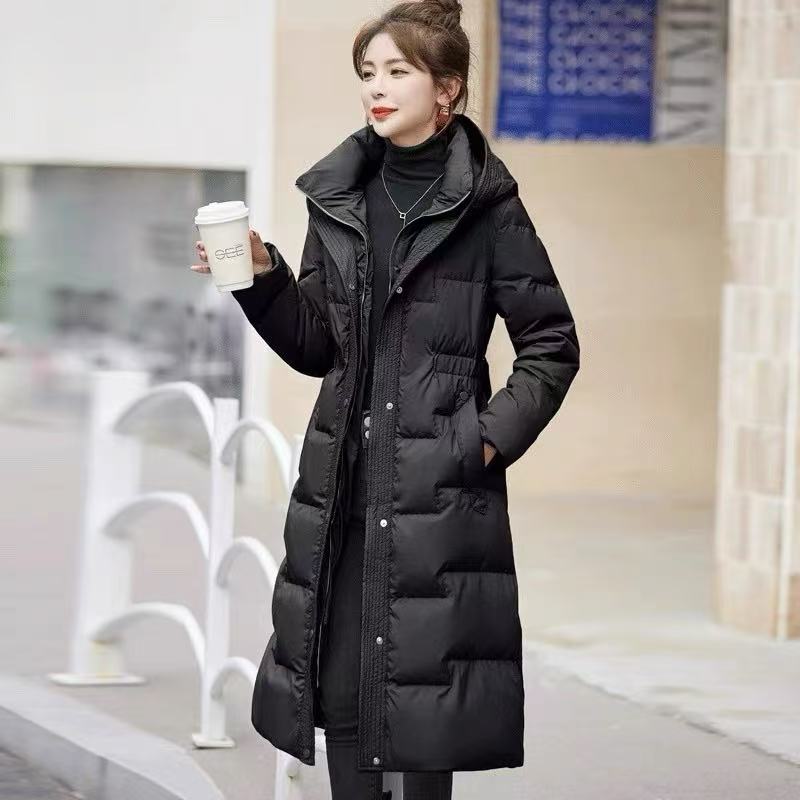 2025冬季新款长款收腰时尚过膝羽绒服