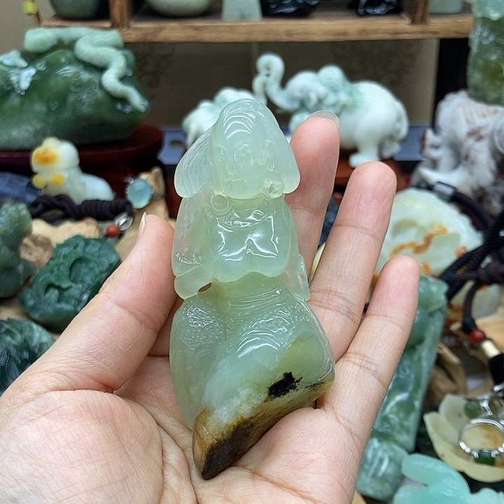 岫玉手把件未镶嵌