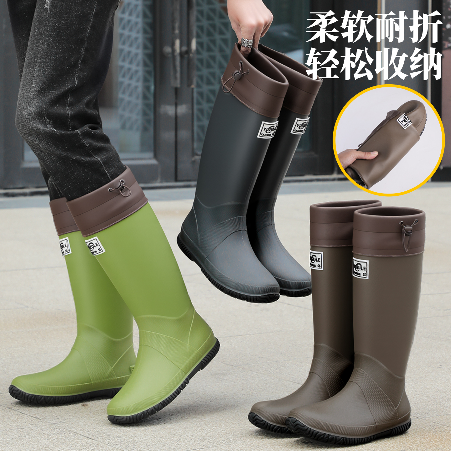 日系野鸟协会雨靴亲子水靴男女雨鞋防滑水靴户外高筒水鞋徒步胶鞋