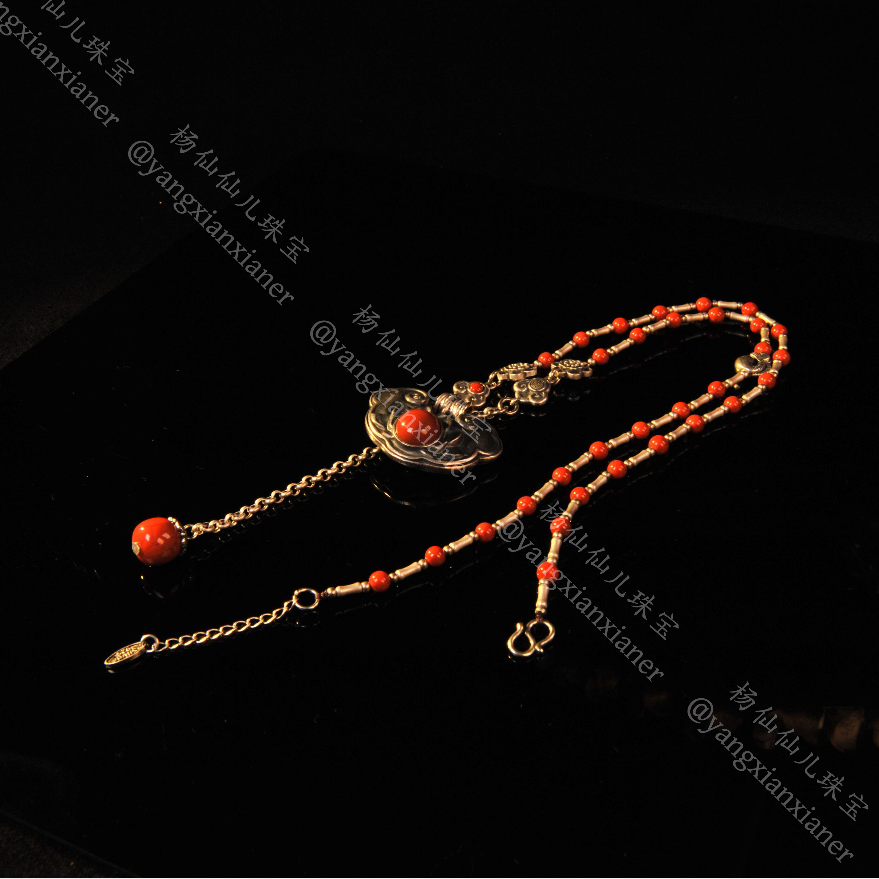 925银银制品 【杨仙仙珠宝】银镶多宝项链-X3109自发