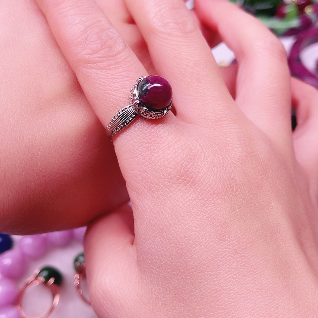 红宝石戒指银S925镶嵌