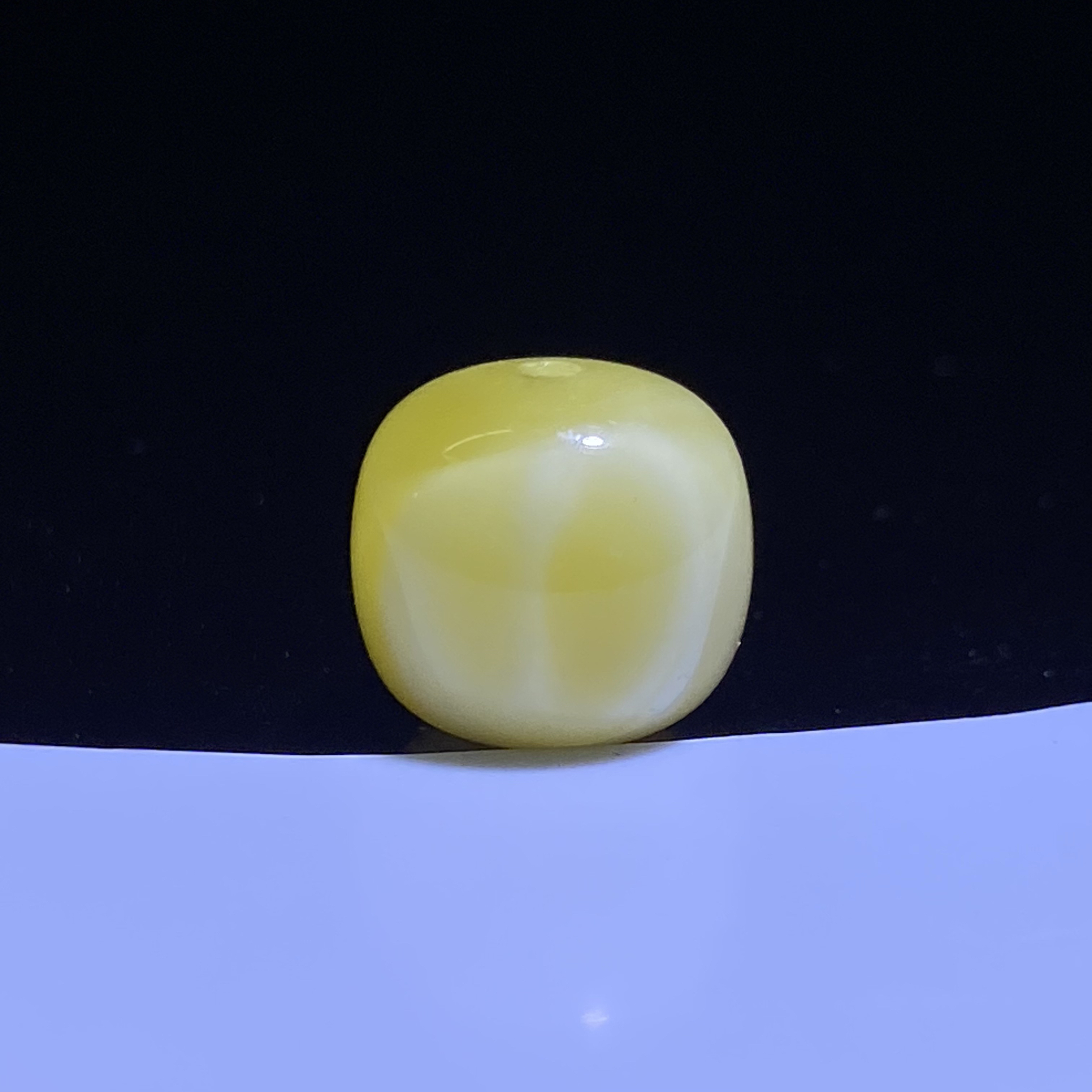 琥珀蜜蜡橘金白双眼纹特色老型单珠12mm