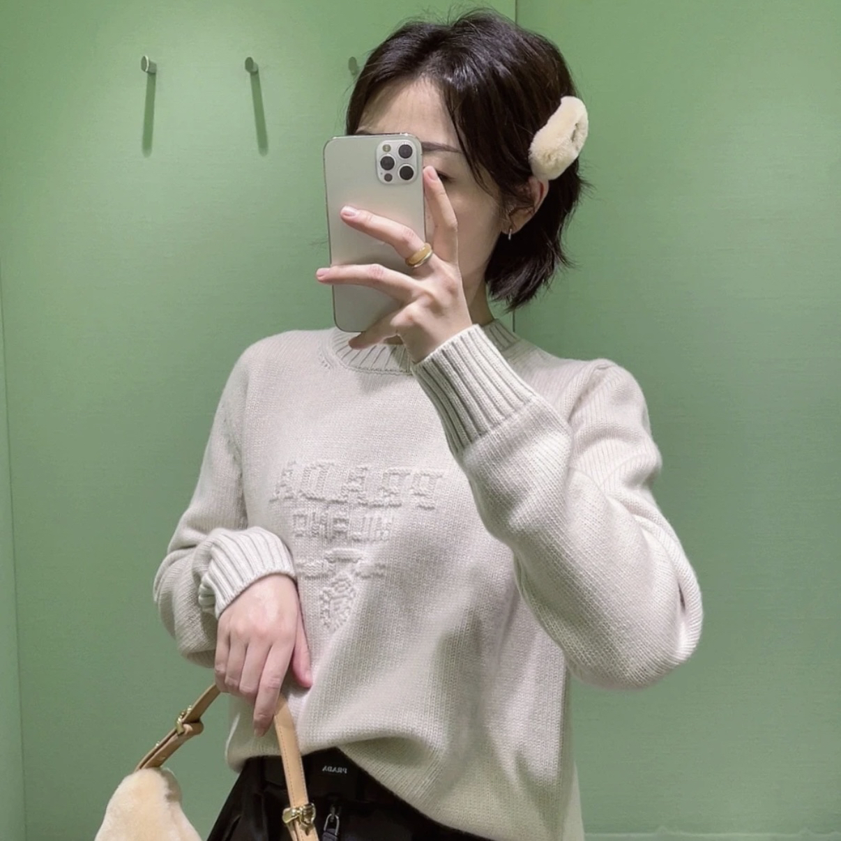 99新 Prada/普拉达 刺绣logo毛衣/尺码/E0484 