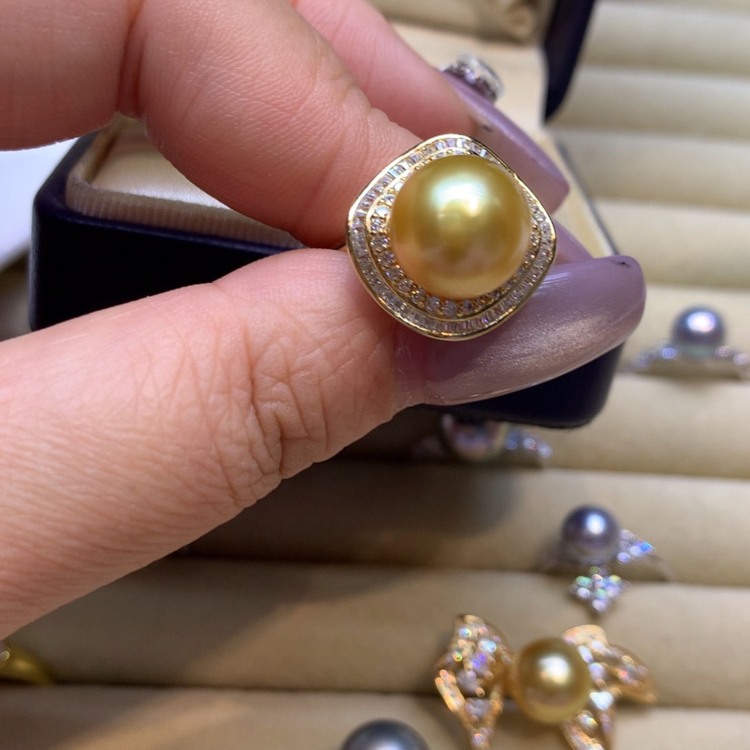 银S925镶嵌戒指海水珍珠
