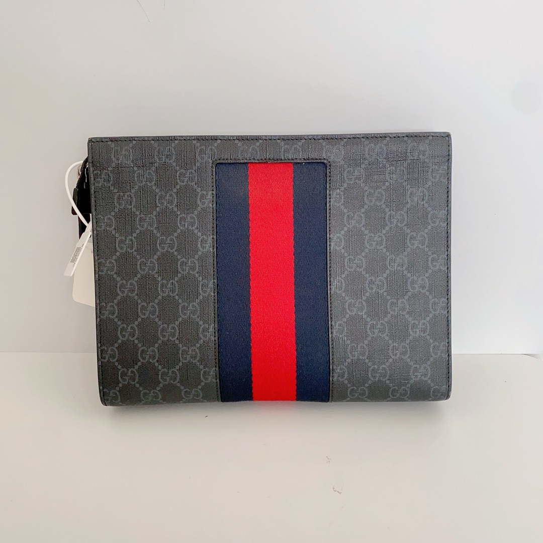 95新 GUCCI/古驰 黑老花洗漱包15907898手拿包