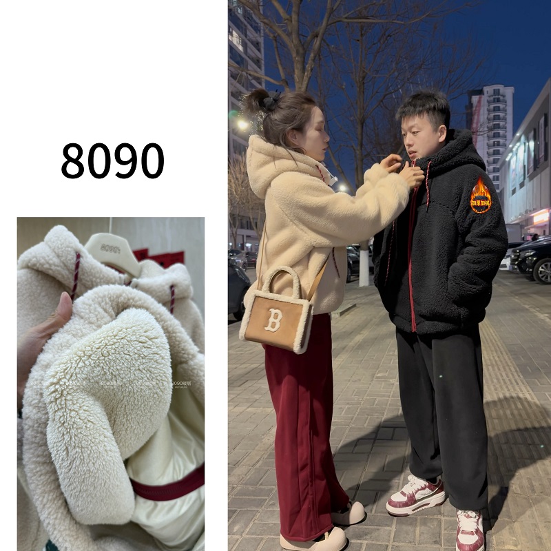 【8090暖居】冬款连帽防风加厚摇粒绒休闲运动套装NJ-241047