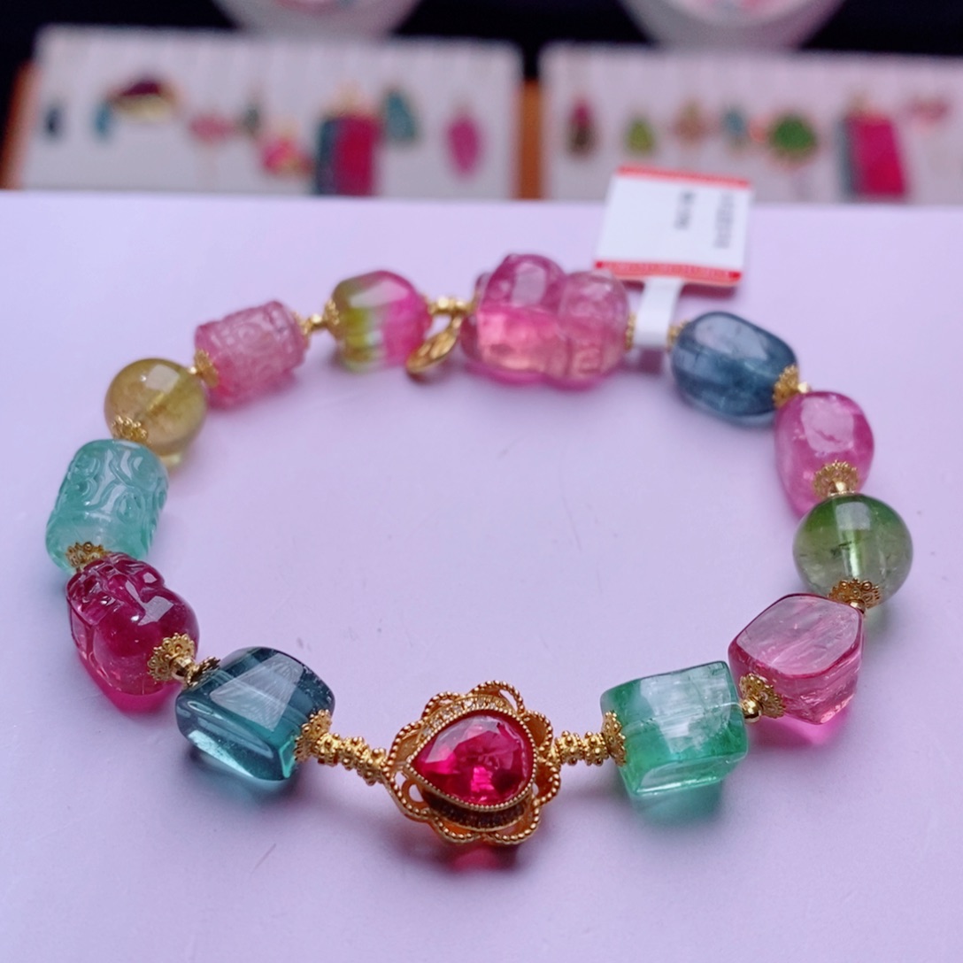 18K金镶嵌手链碧玺碧玺