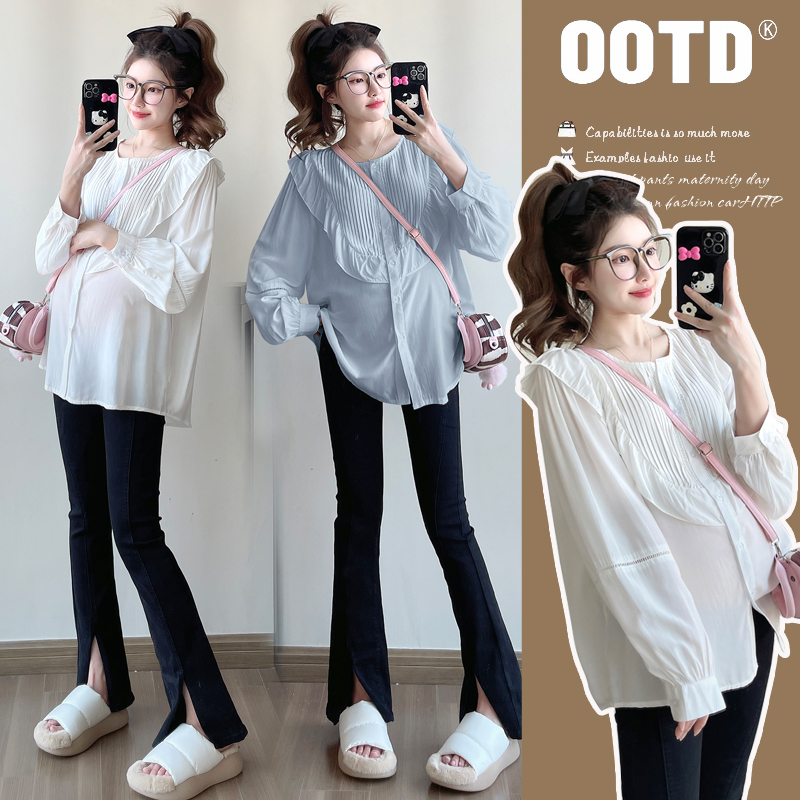 新款孕妇早春宽松显瘦时尚百搭高级感气质潮妈上衣