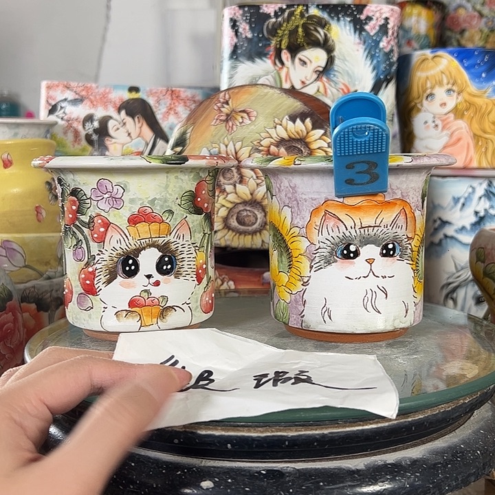 啷***琅满38包邮 景德镇幸运花盆