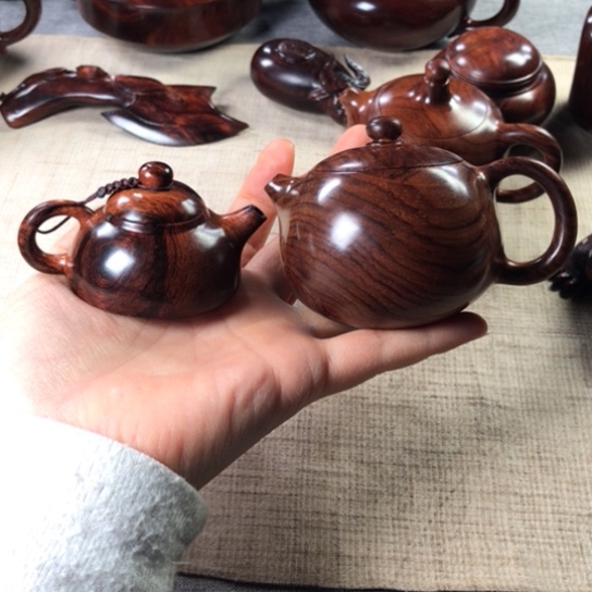 黄花梨/降香黄檀把件雨*2把壶