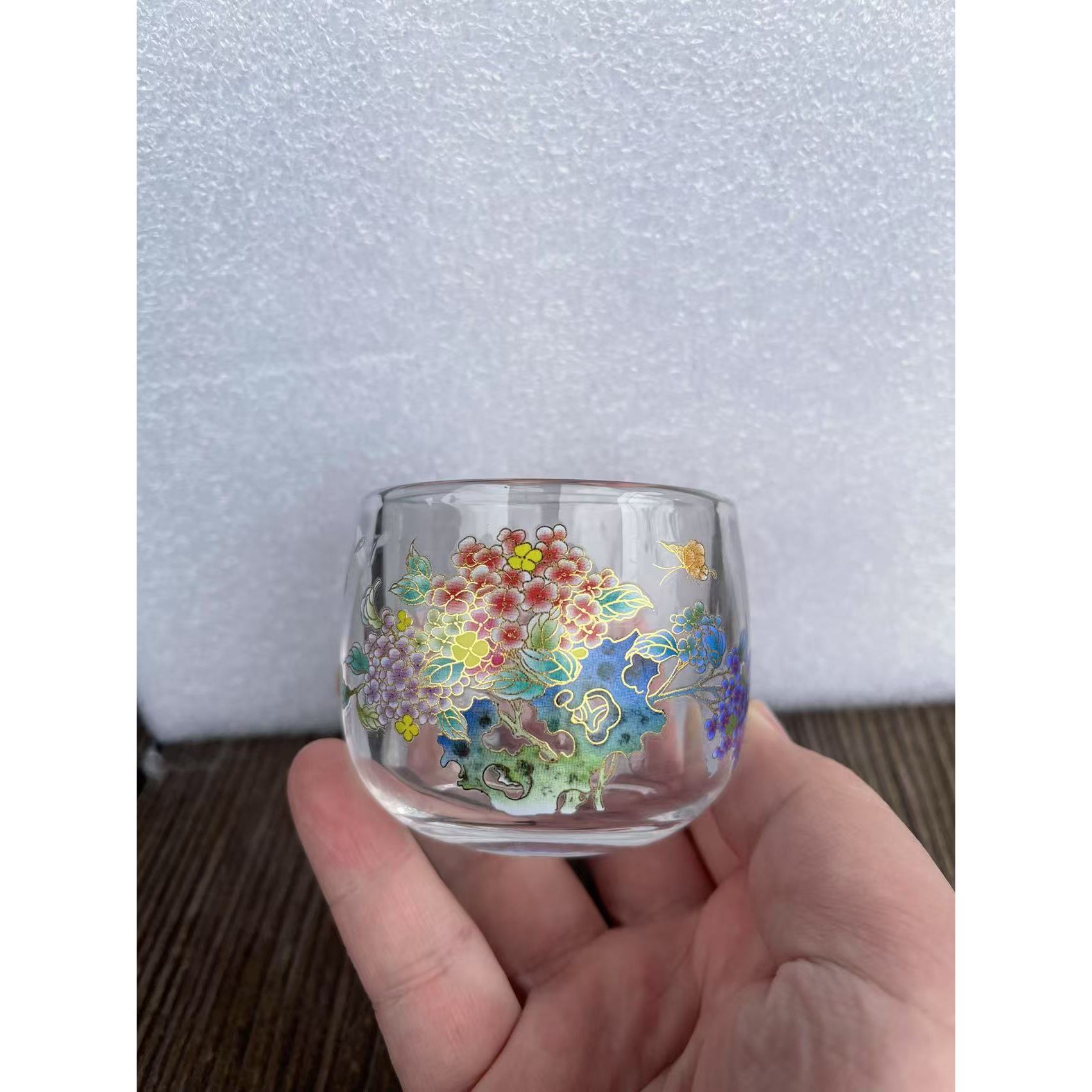 牡丹变色玻璃客杯G2844