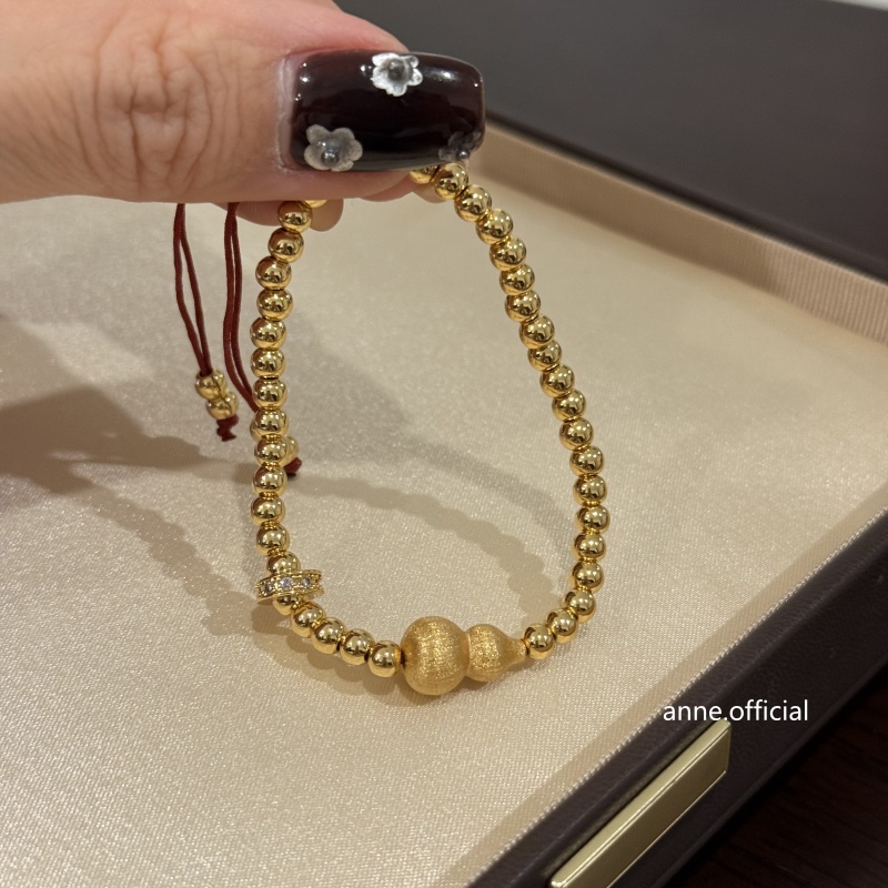 铜合金手链 拉丝葫芦串珠抽拉红绳手链【S468】