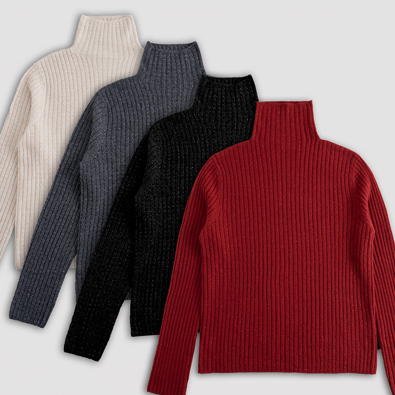 秋季亲肤软糯修身保暖百搭时尚女士高领打底羊绒衫61689