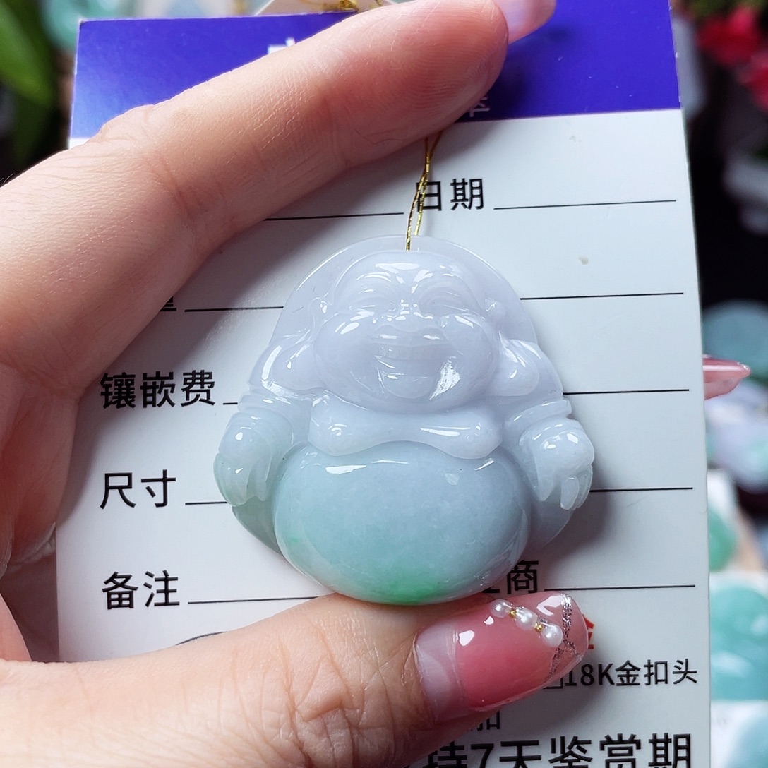 翡翠未镶嵌颈饰佛公12