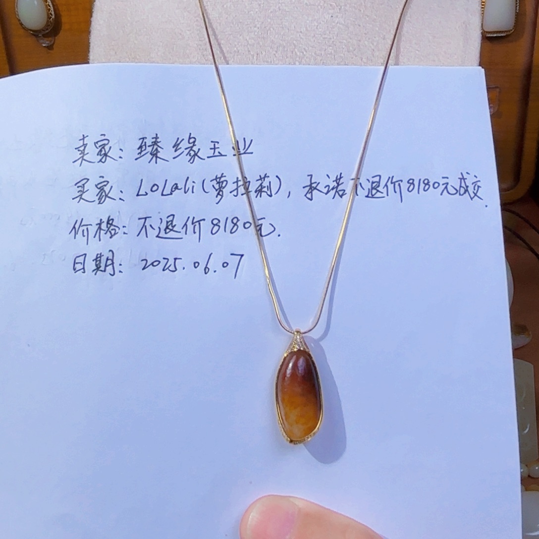 和田玉18K金镶嵌颈饰L****）
