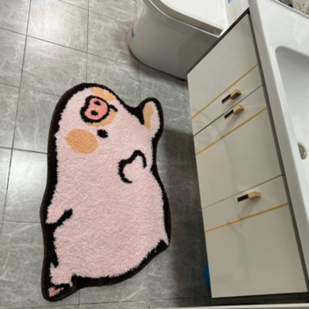 ing风胖胖猪可爱浴室床边鞋柜装饰吸水两用地垫