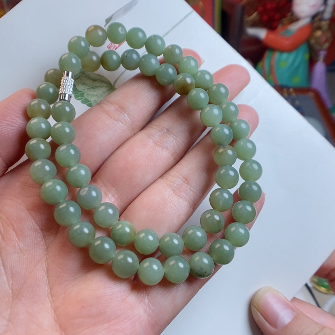 和田玉手链未镶嵌楼兰奶蓝