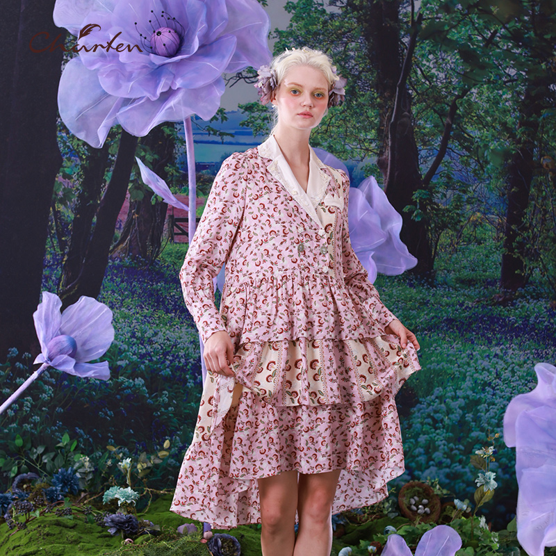 【媛媛专享】朝峰春显瘦气质蕾丝甜美气质连衣裙女CFC1B359-363G