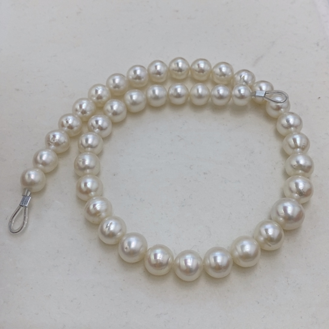 未镶嵌裸珠海水珍珠澳白满串9-12.8