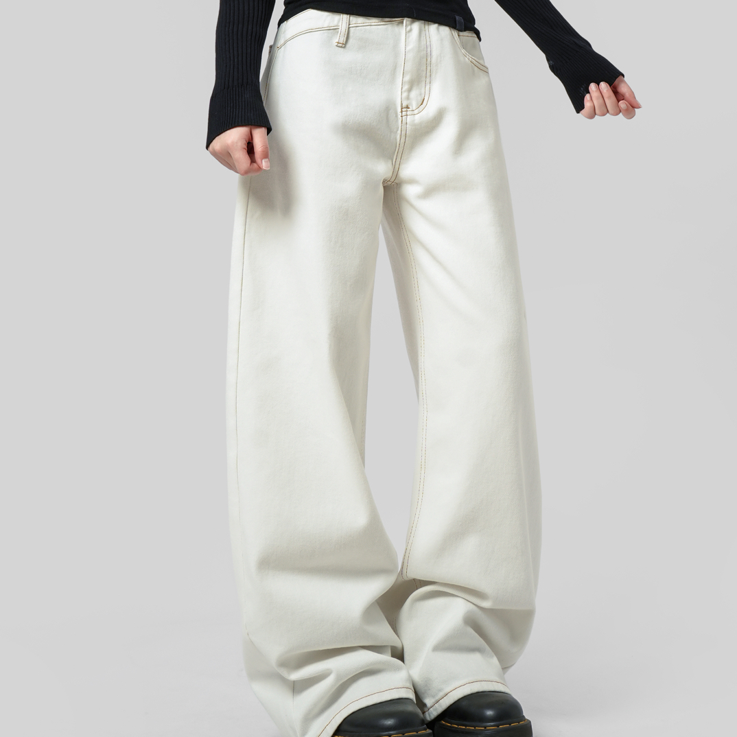 韩版休闲高腰窄版阔腿牛仔裤女秋冬新款宽松显瘦垂感拖地裤百搭