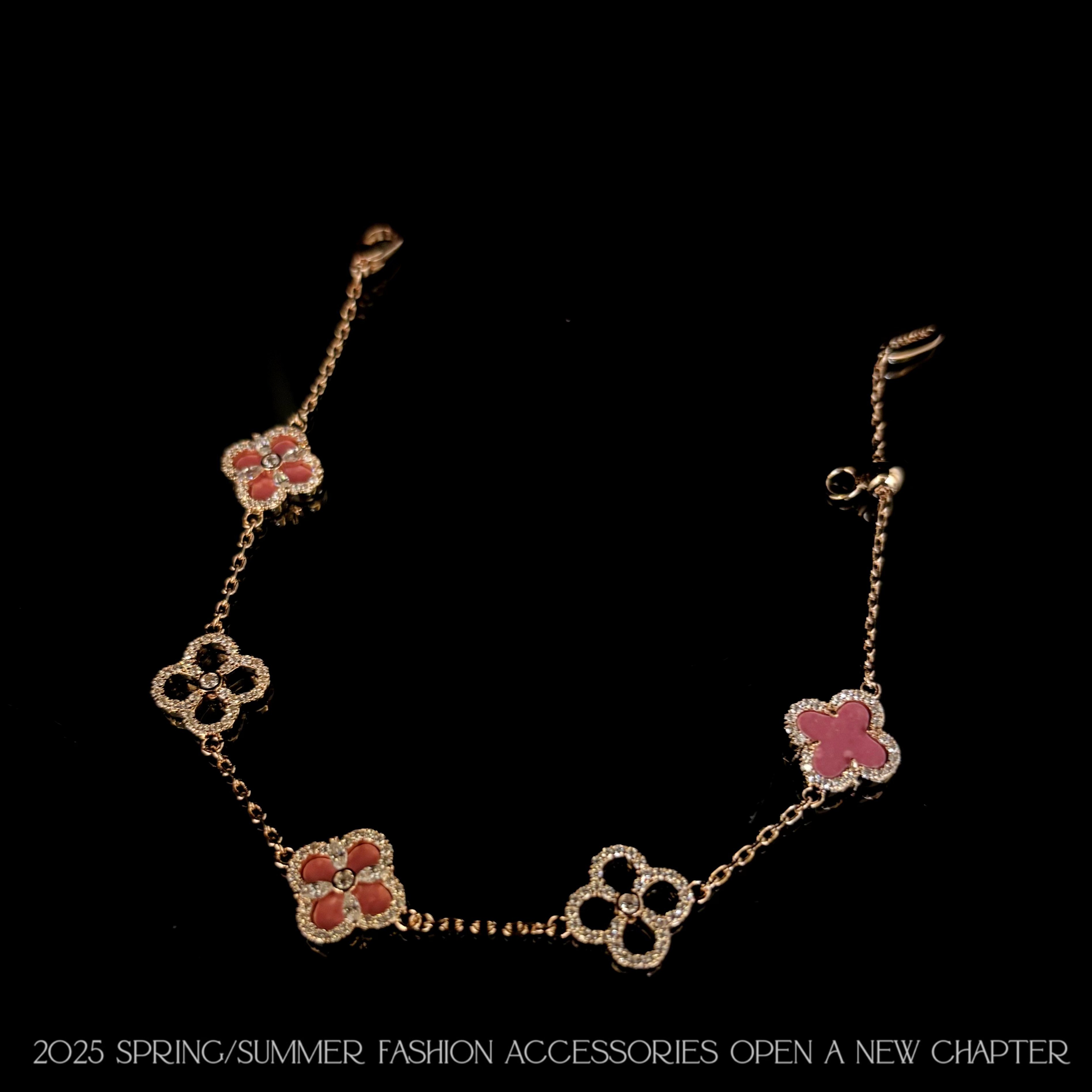 铜合金手链 镀K金 2025款C2355【蔷薇四叶】BOBAOLI 手链