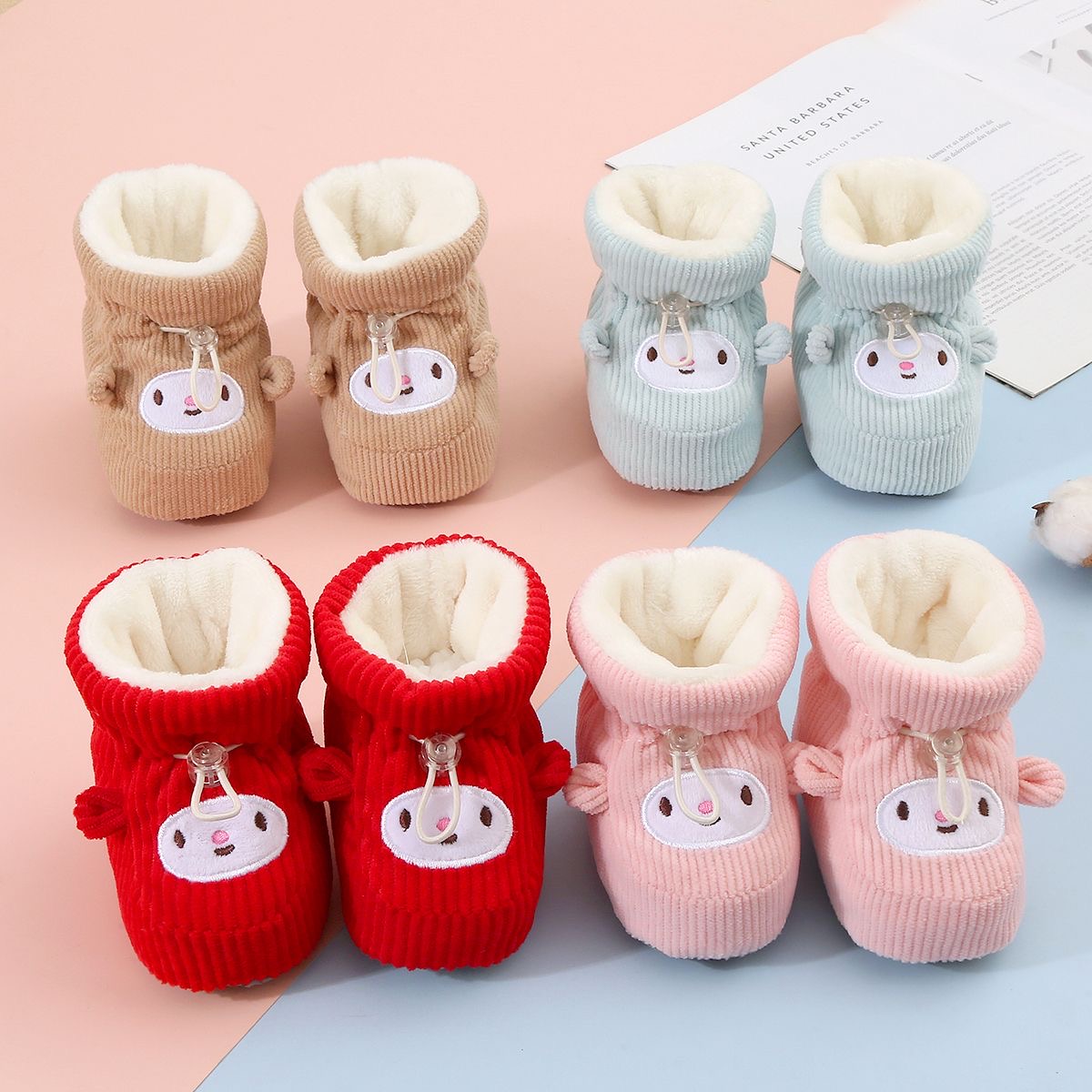 婴儿鞋子冬季宝宝棉鞋保暖防掉新生儿加绒加厚婴幼儿护脚鞋袜套R