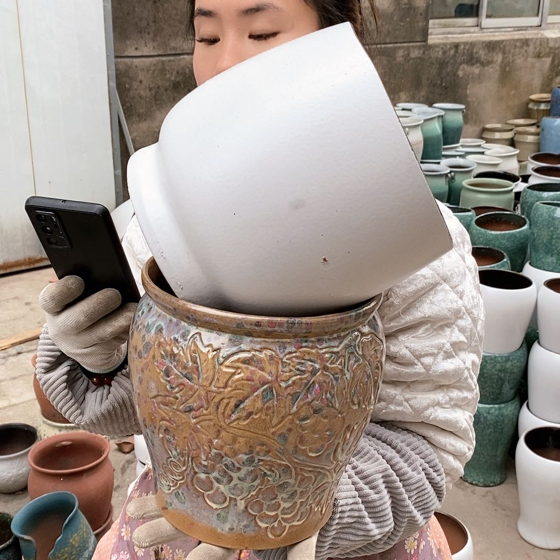 紫砂花盆瑕疵口20高20