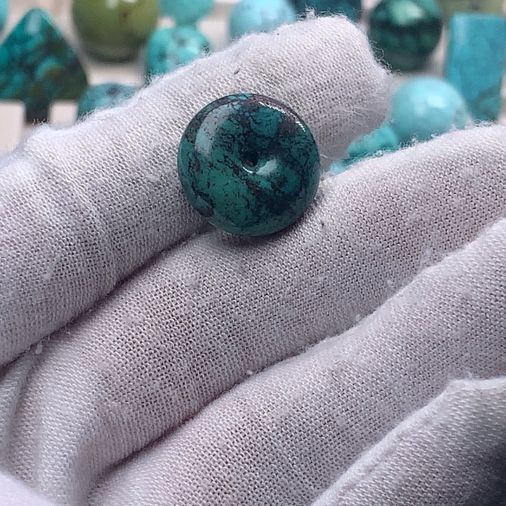 绿松石未镶嵌珠宝奇石直径16.6玉化平安扣