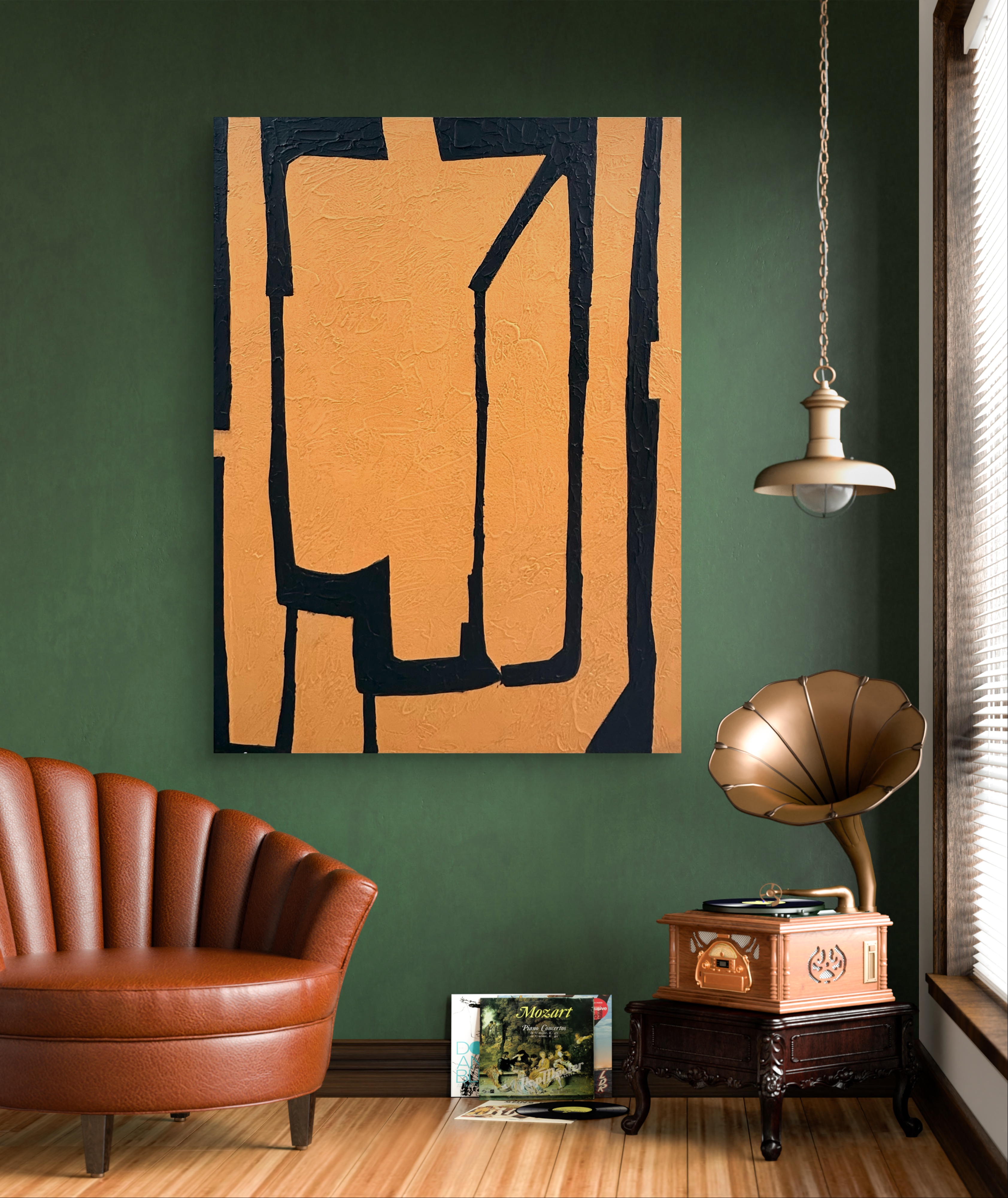 《橘事大好》油画布纯手绘客厅玄关竖版挂画