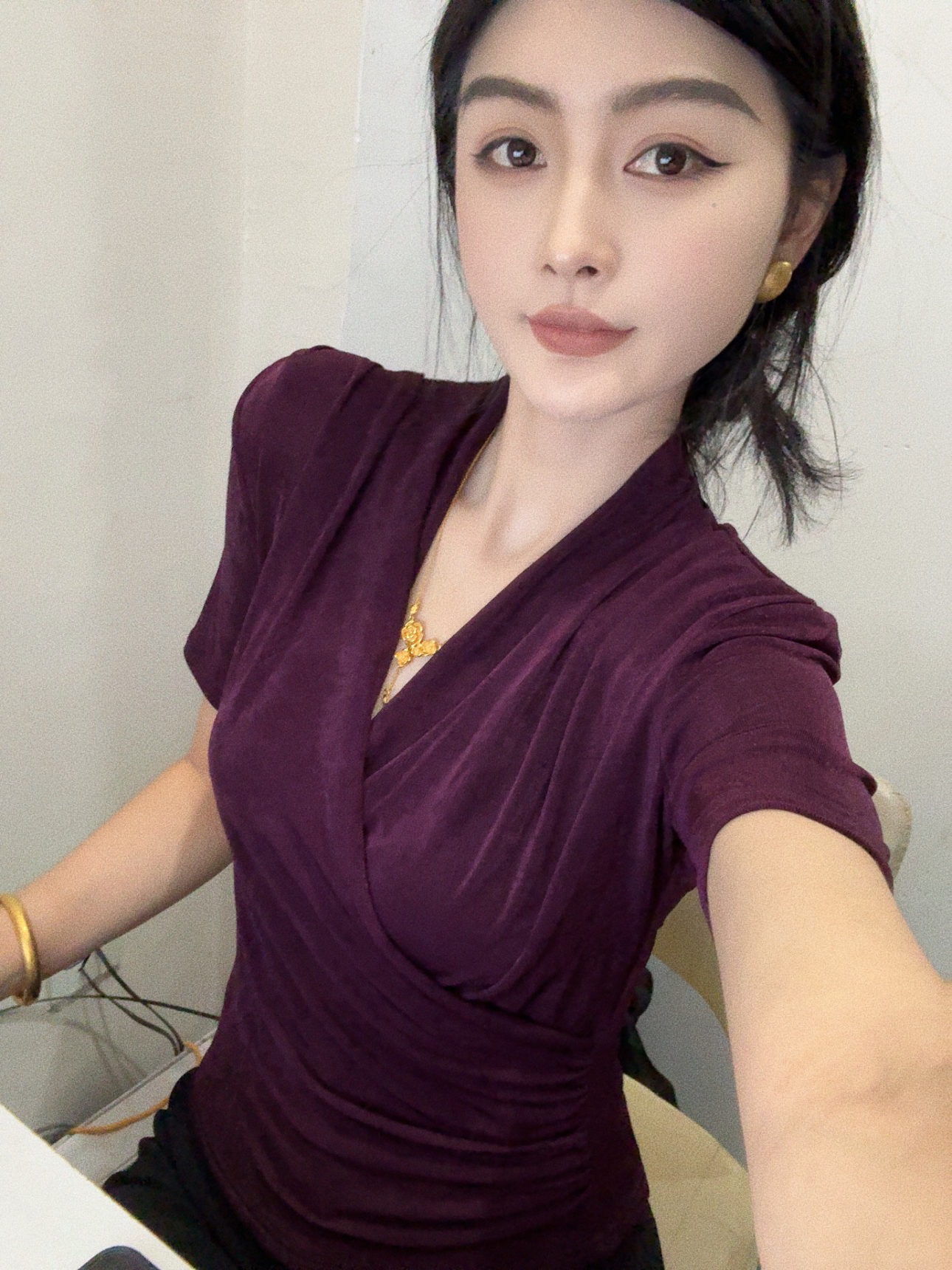 9625#新品V领气质高级简约上衣