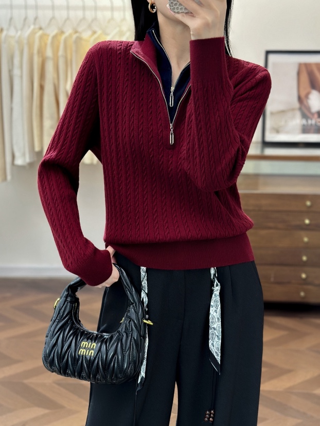 翻领常规衫宽松型假两件宽松针织高领毛衣长袖时尚休闲百搭秋冬