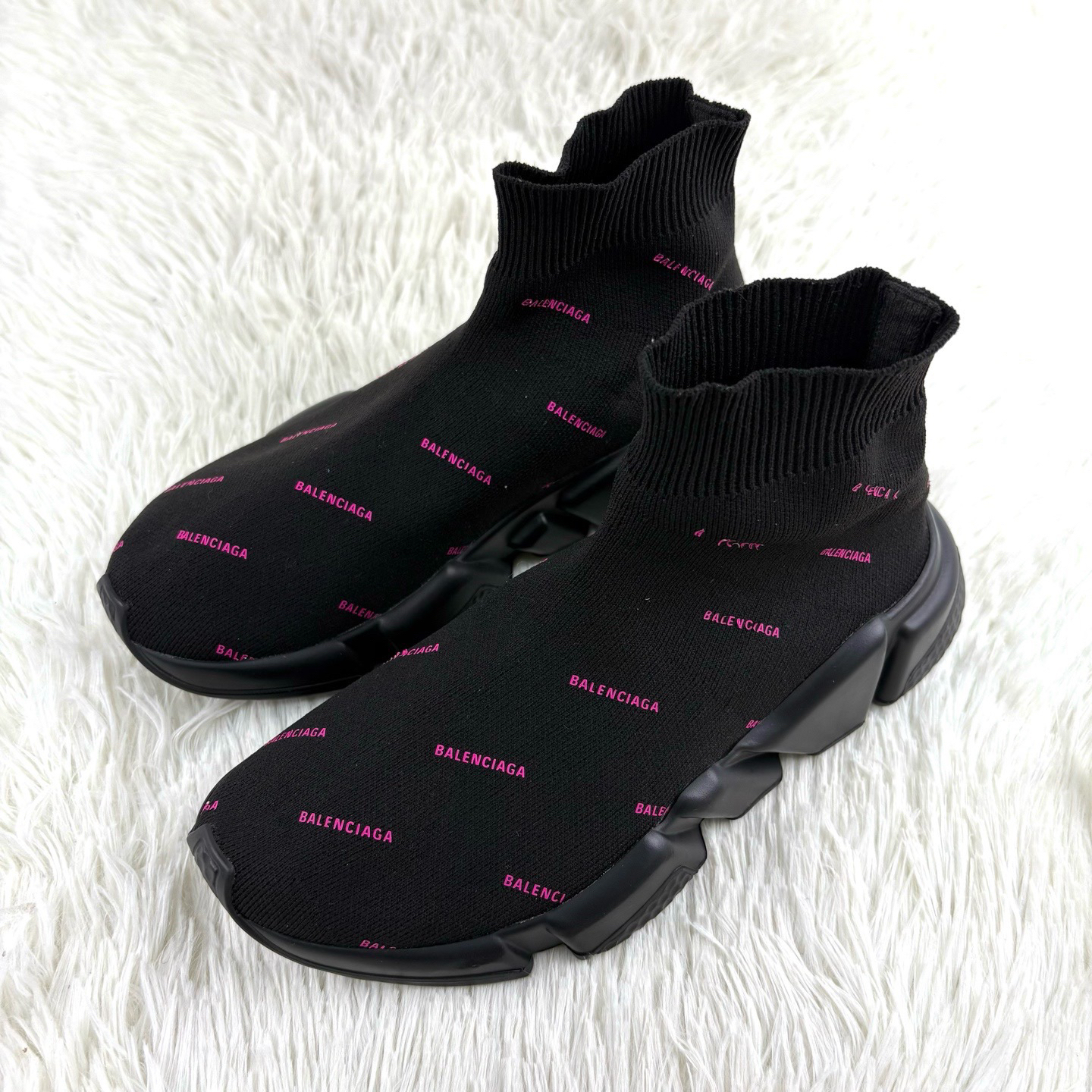 95新 Balenciaga/巴黎世家 Speed字母黑粉袜套鞋35码