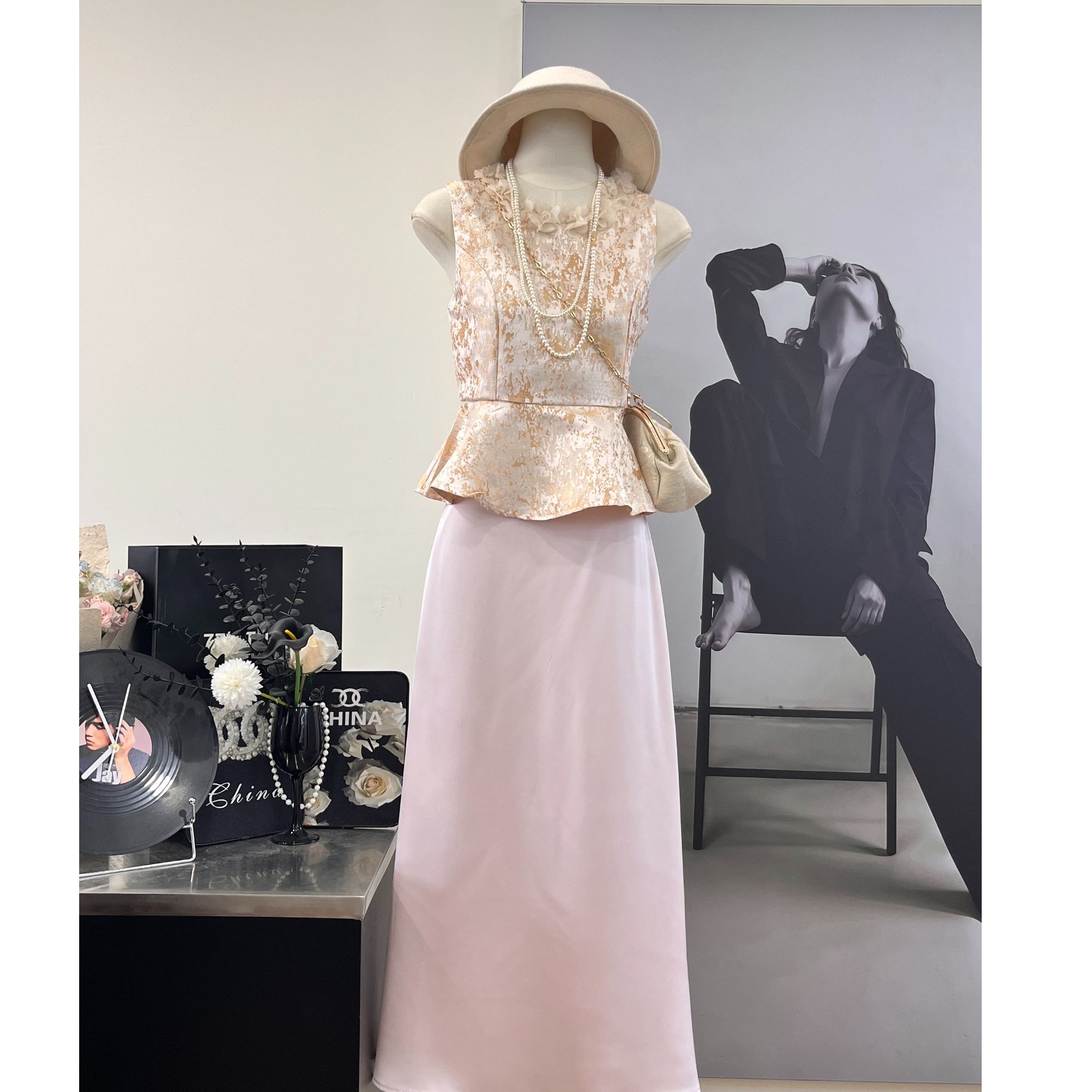 【暮云春树】气质重工花朵温柔套装-6929