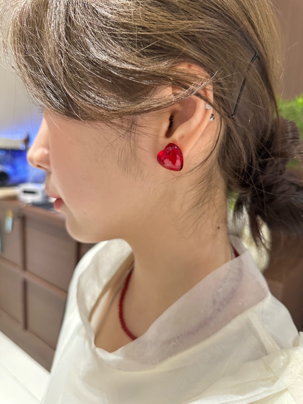 非金属树脂耳饰 CYYHOME 红色爱心耳钉