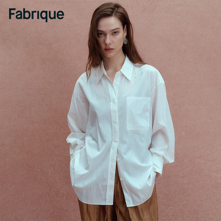 【Fabrique】Anja新款纯白UPF50+冰感防晒微透休闲宽松时尚衬衫