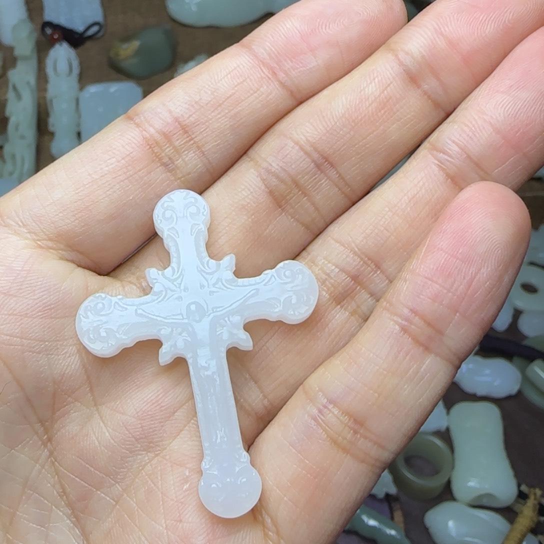 白玉菩提吊坠春*十字架