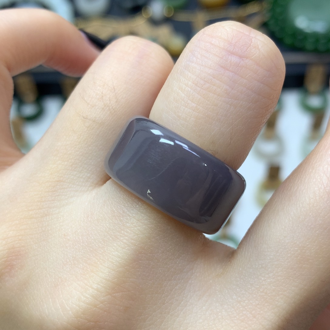 和田玉未镶嵌戒指暮山紫