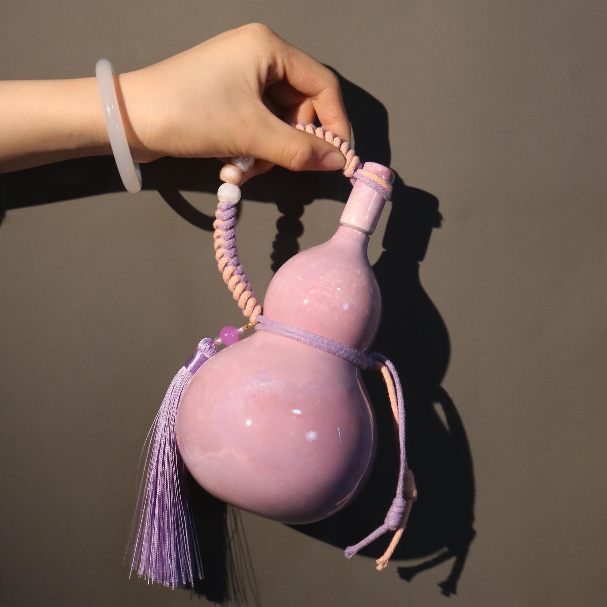 【 ~一帘幽梦~】烤瓷款精品天然热水酒葫芦容量450ml左右~一物一拍