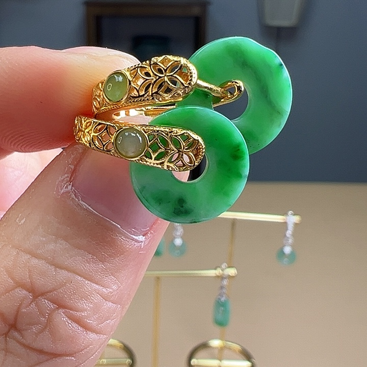 翡翠耳饰银S925镶嵌耳饰