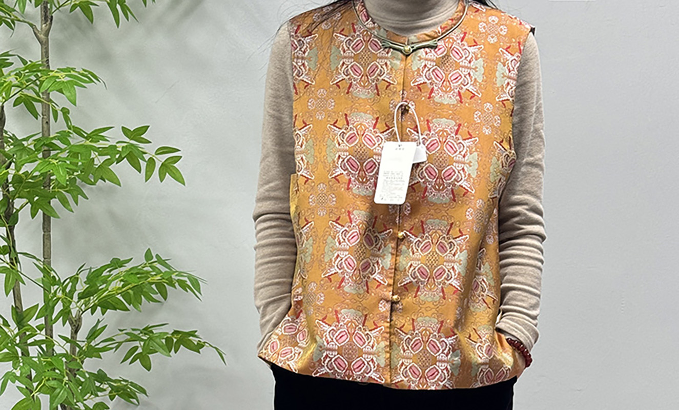 预锦丝韵100桑蚕丝一字扣宋锦狮狮如意马甲