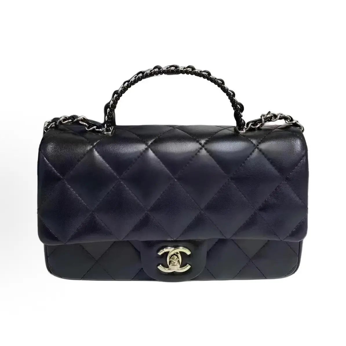 99新 Chanel/香奈儿 黑金25p手柄CF大mini手镯包单肩包芯片