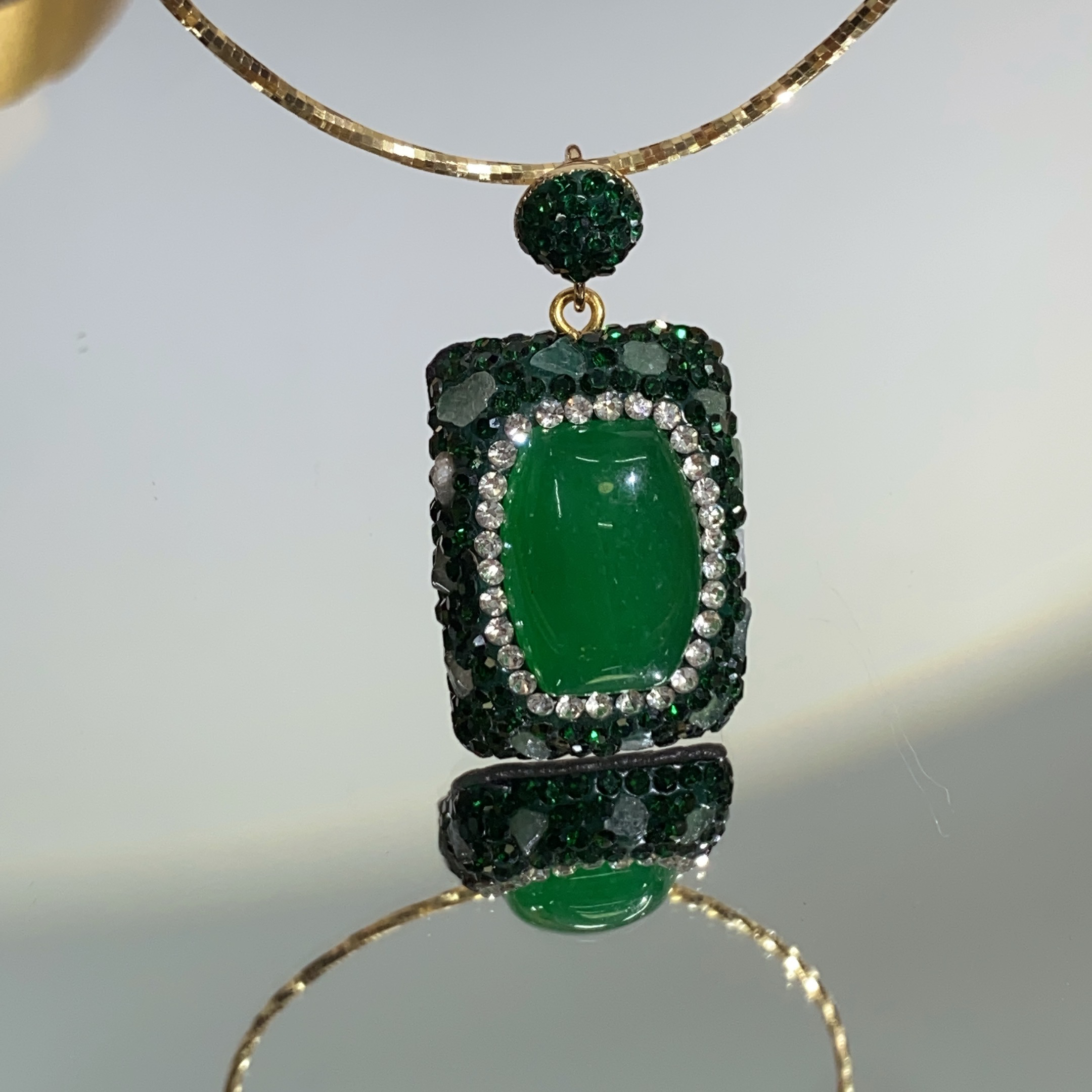 铜合金合成锆石吊坠 TTSD 绿色MN方形经典吊坠1540d