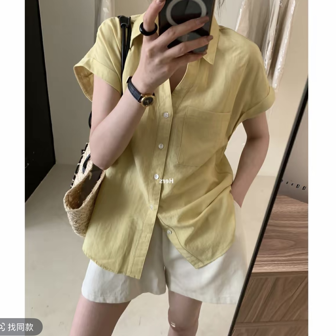 【阿甜大码】小飞袖韩系短袖防晒衬衫上衣女夏季薄款宽松百搭衬衣