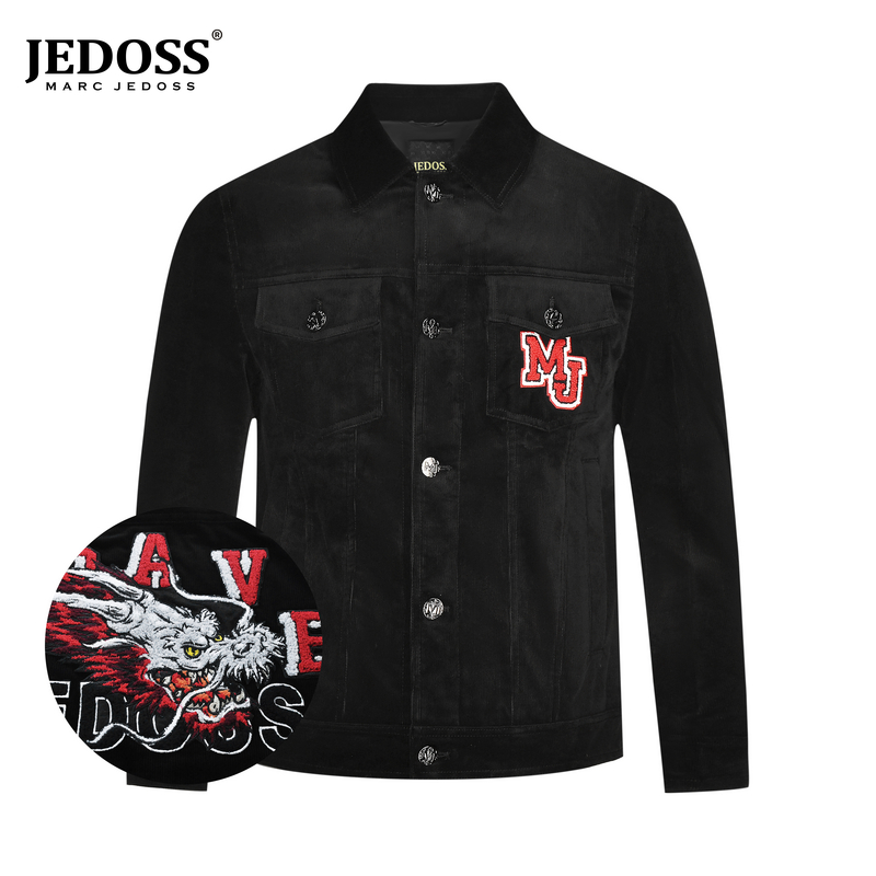 JEDOSS/爵迪斯男装秋冬时尚新款祥瑞龙毛巾绣夹克外套GM060