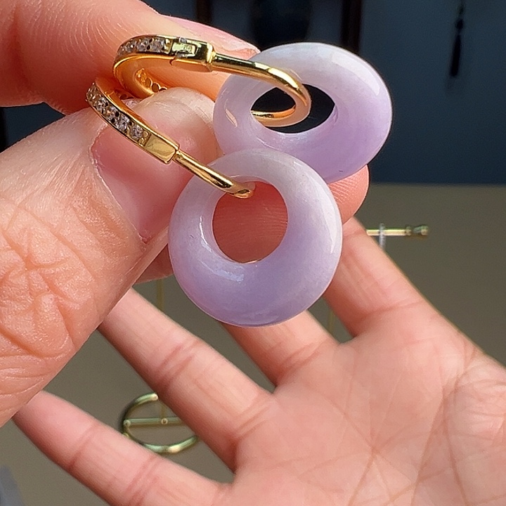 翡翠耳饰银S925镶嵌耳饰