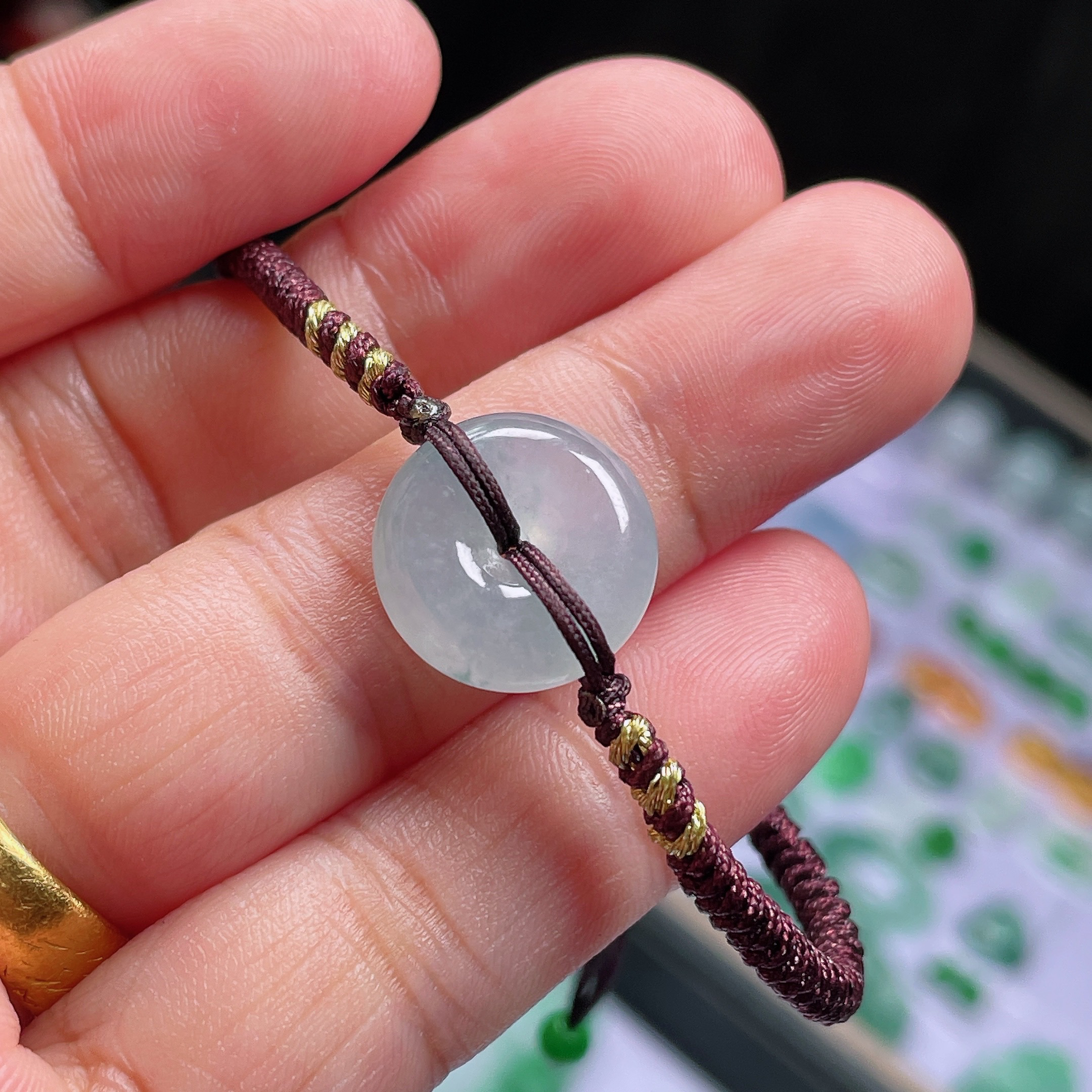 新店福利天然缅甸A货翡翠平安扣手串手绳，14.3-5.4价700